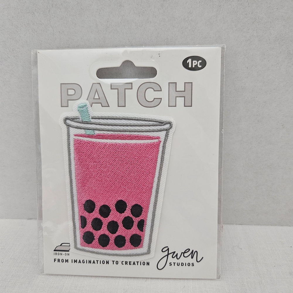 Pink Boba Tea Iron On Patch Bubble Tea By Gwen Studios